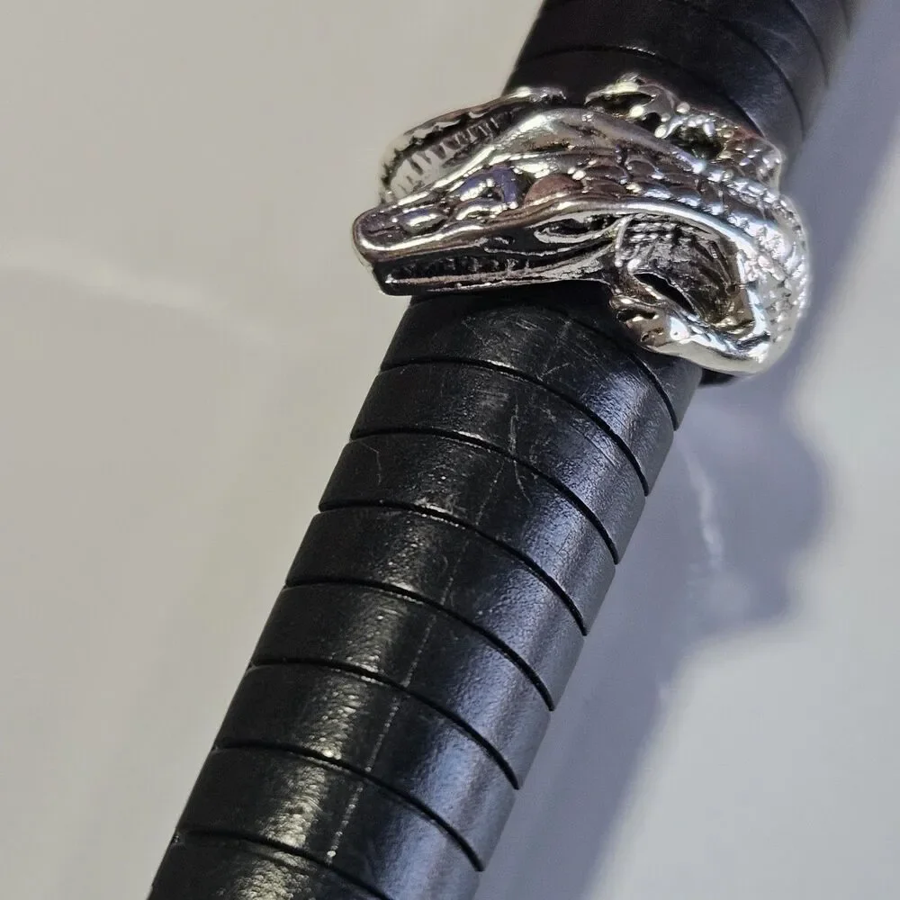 Silver Tone Crocodile Alligator Adjustable Ring